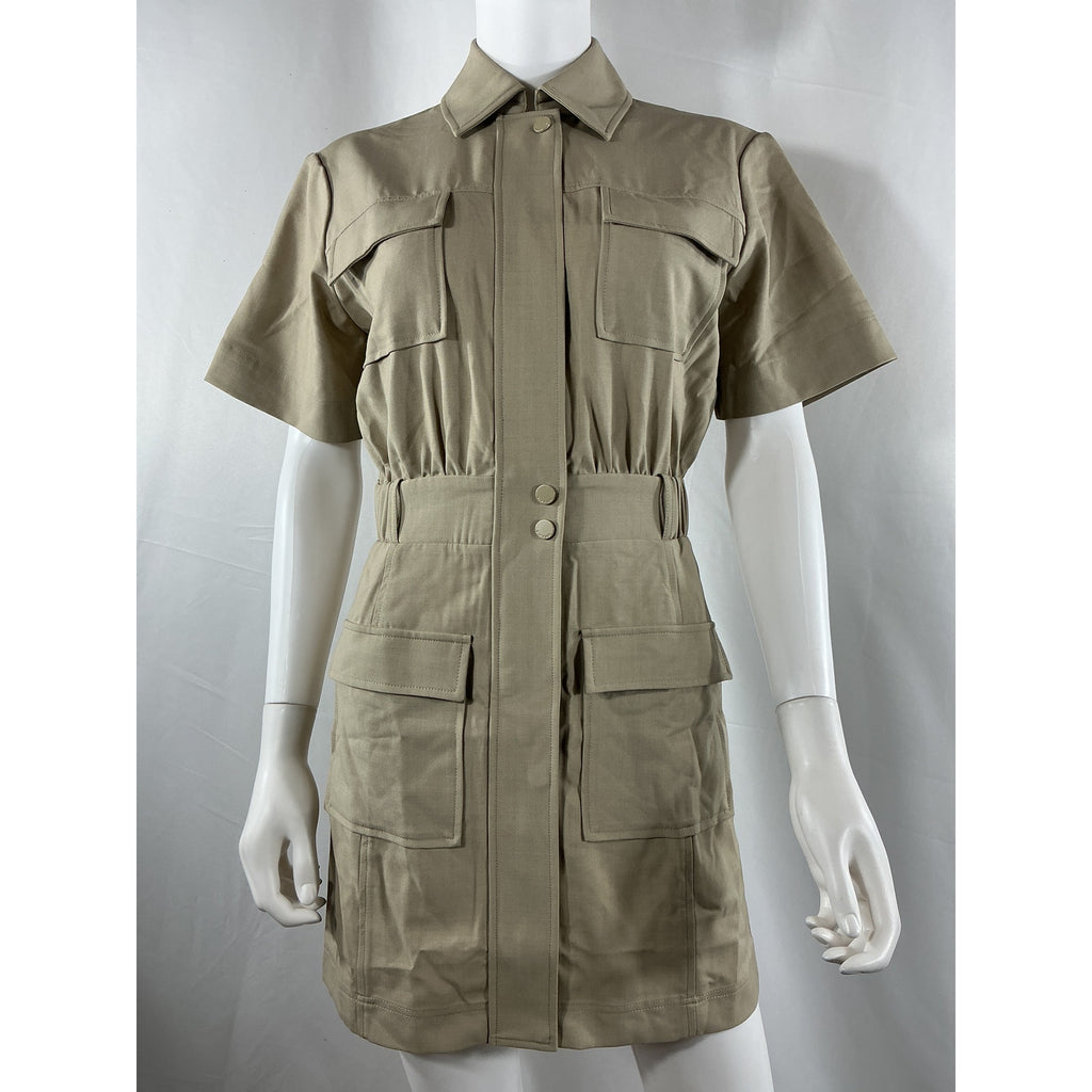 Simkhai 'Yohana' Beige Wool Cargo Mini Shirt Dress Size 0 - NWT