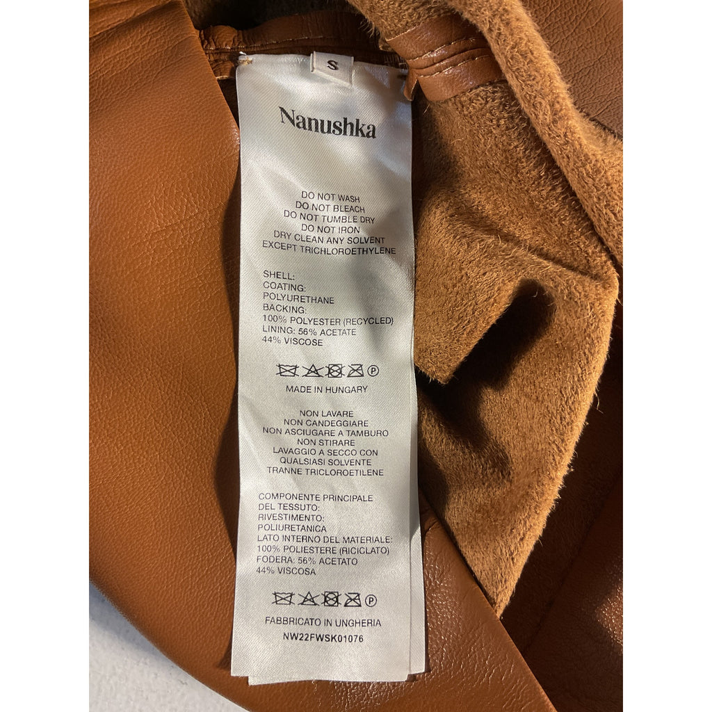 Nanushka 'Svana' Brown Faux Leather Skirt Size S