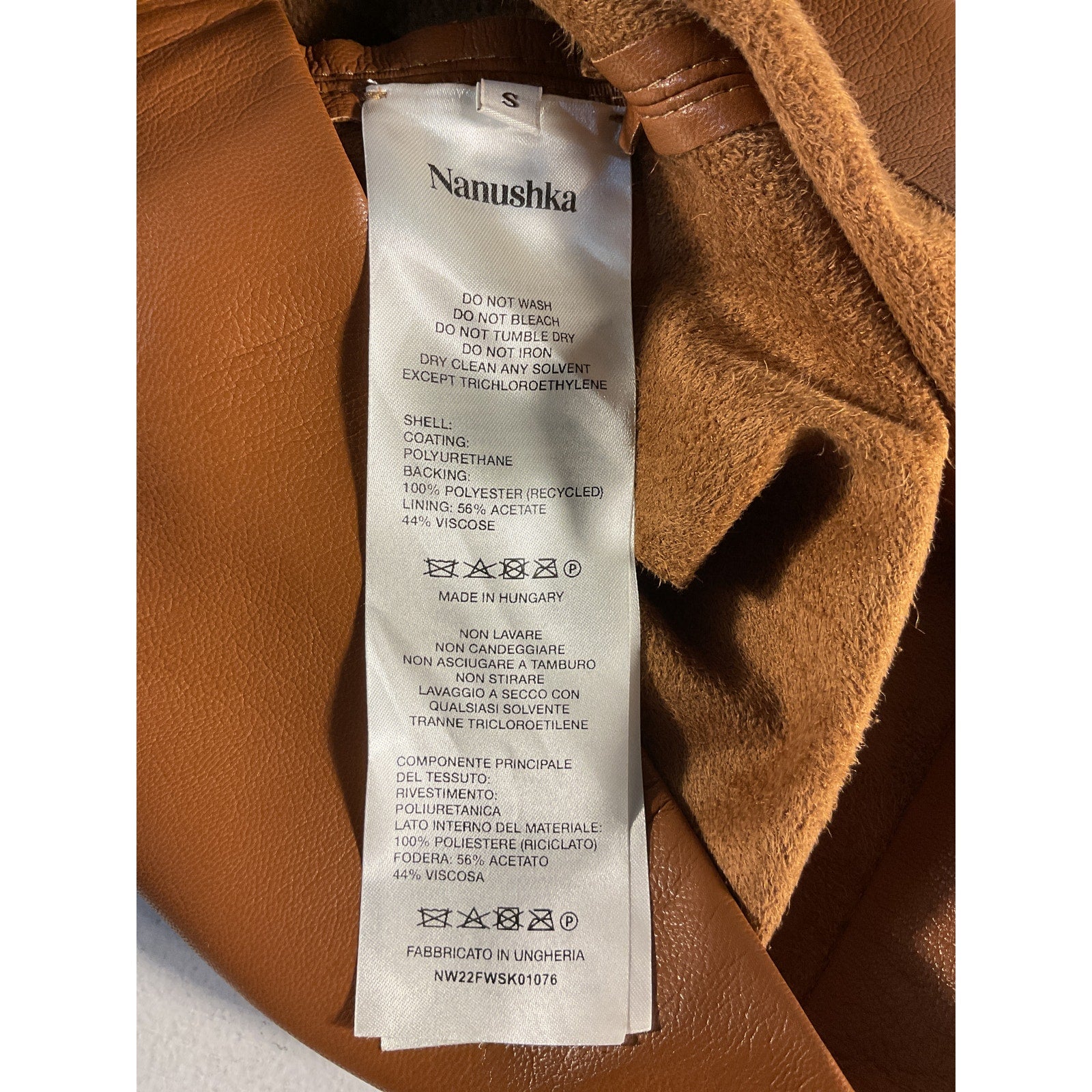 Nanushka 'Svana' Brown Faux Leather Skirt Size S