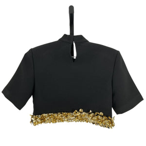 Simkhai Embellished Black Jalen Cropped Top Size 2