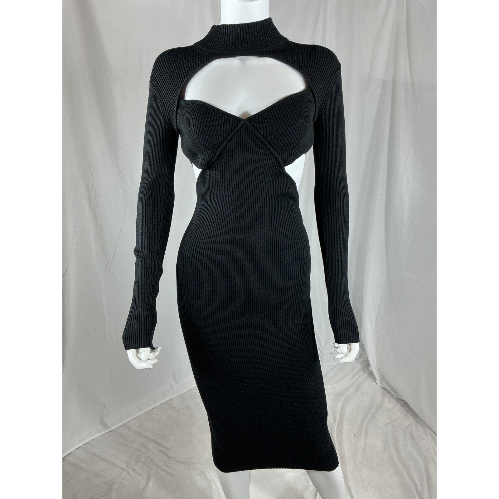 Fleur Du Mal Knit Cross Black Viscose Back Midi Dress Size XS - NWT