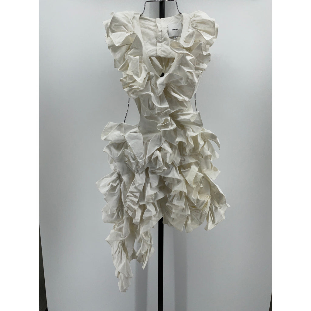 Aknvas 'Jagger' White Nylon Ruffle Dress Size 0