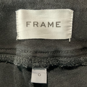 Frame Sleek Sheen Noir Jet Set Crop Mini Boot Denim Jeans Size 0