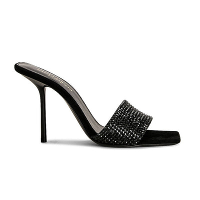 Saint Laurent Embellished Black Lucky Evening Mules Size 38.5 EU / US 8.5