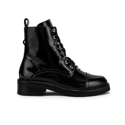 Allsaints Sleek Black Lira Combat Boots Size 38 EU / US 8