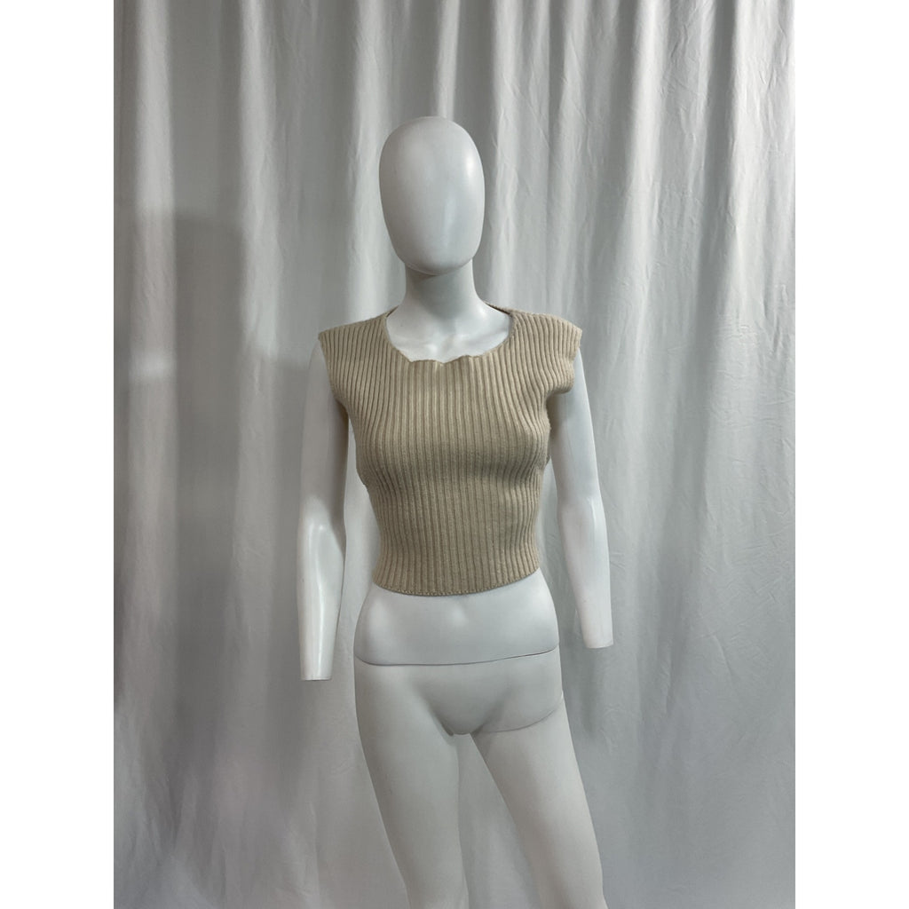 Danielle Guizio 'Rib' White Knit Backless Tank Size M