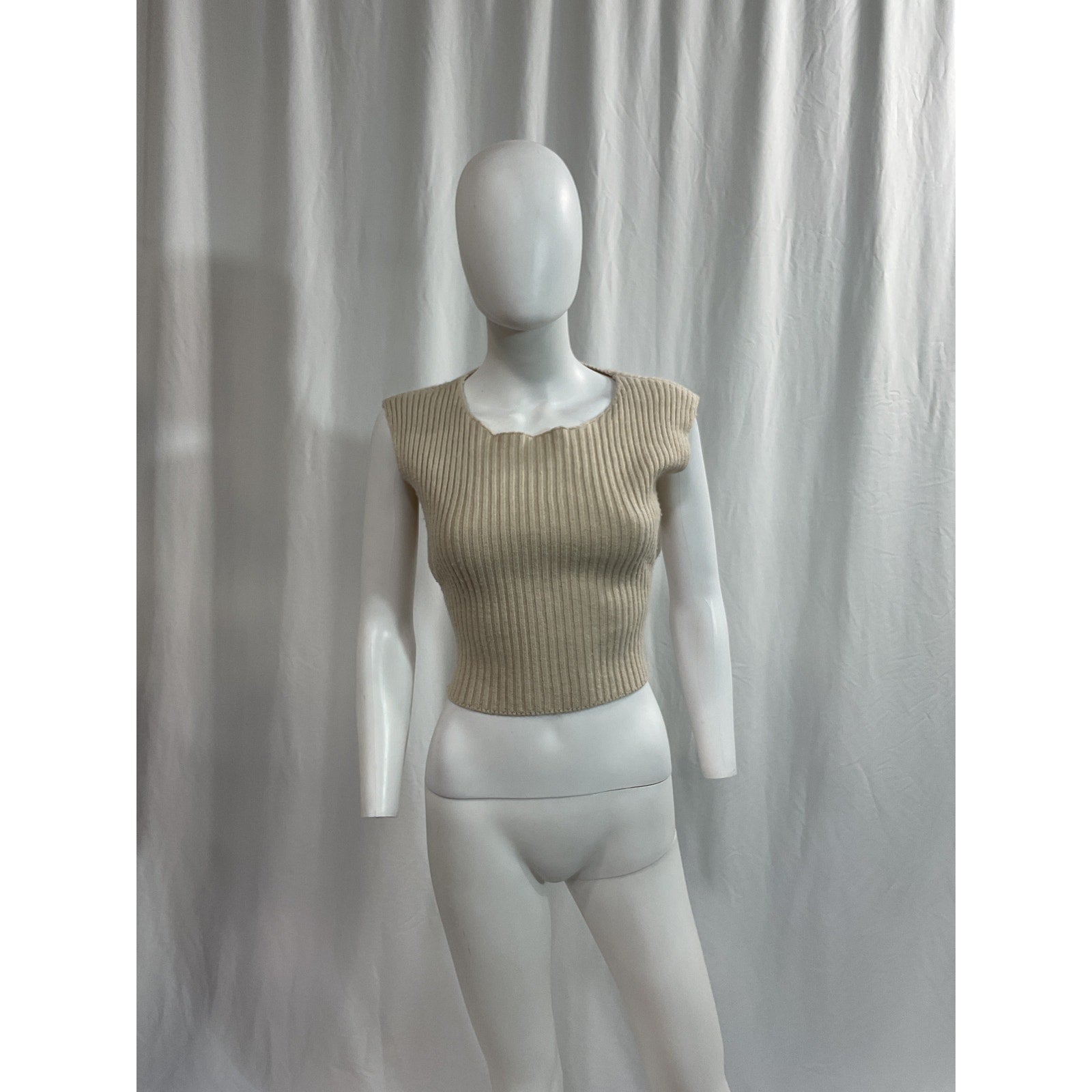 Danielle Guizio 'Rib' White Knit Backless Tank Size M