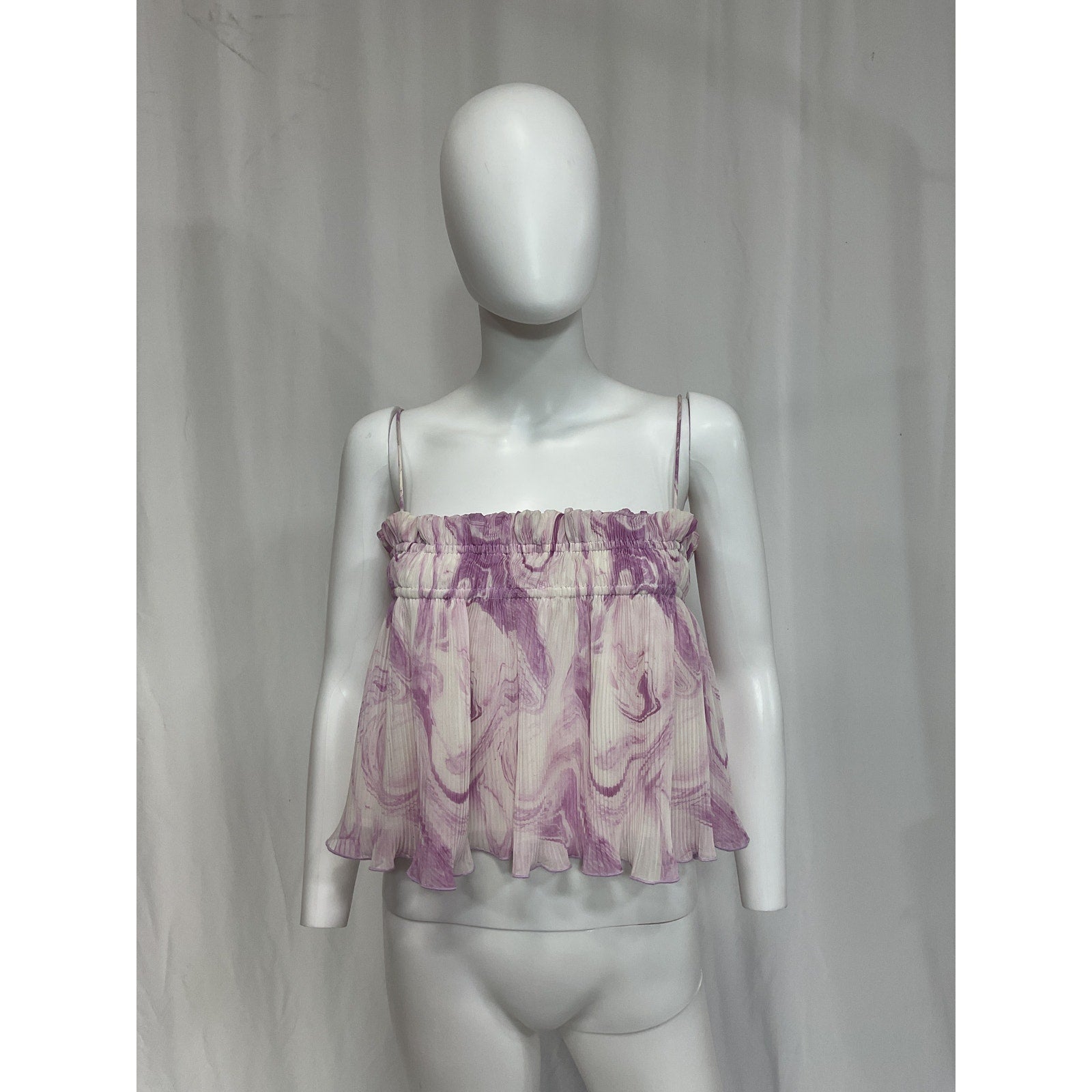 Ganni 'Pleated' Purple Georgette Top Size 8