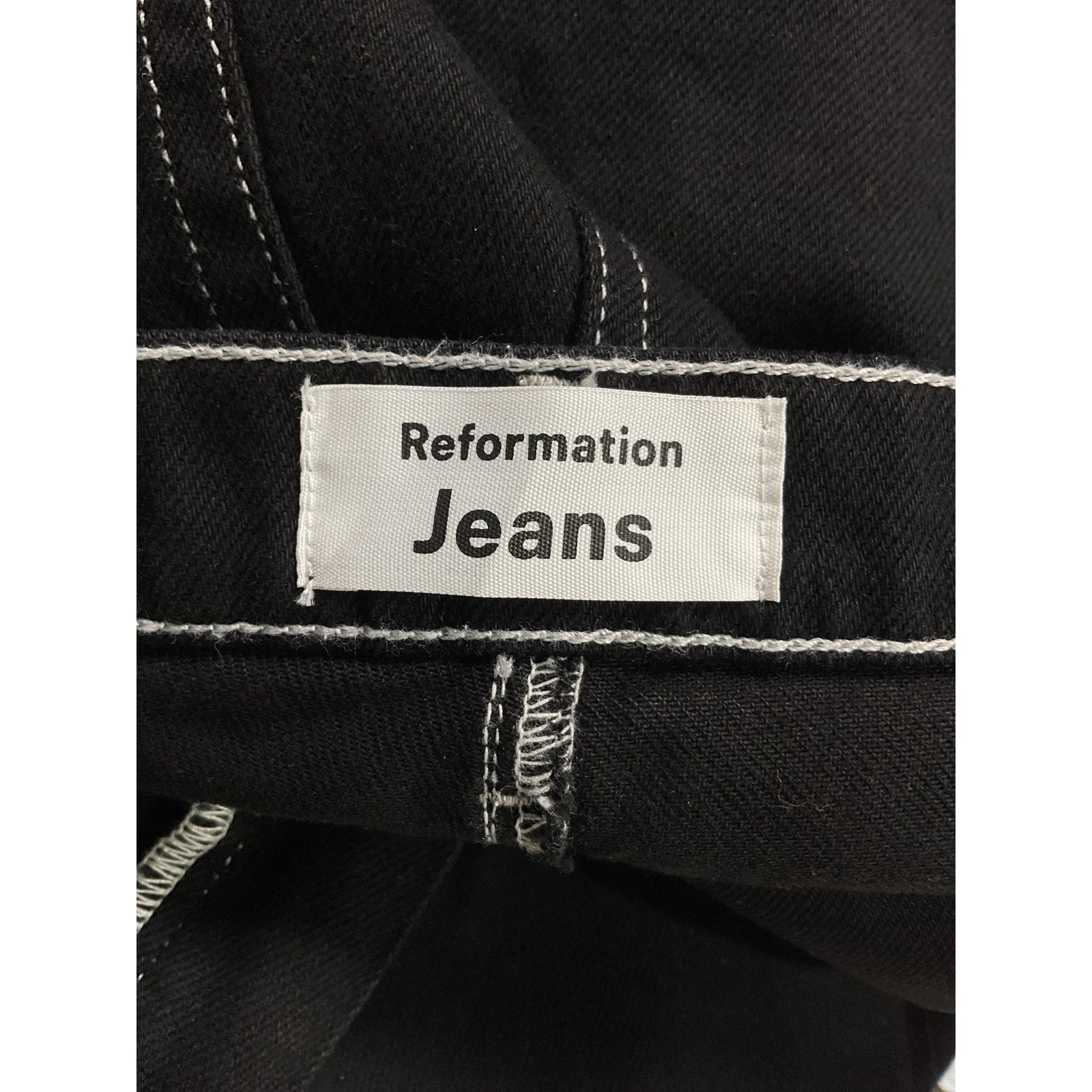 Reformation 'Cowboy' Black High Rise Straight Denim Jeans Size 24