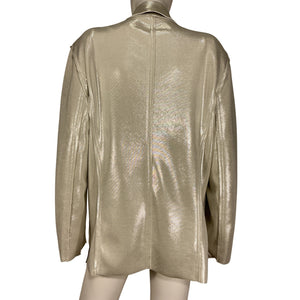 Norma Kamali Metallic Cream Double Breasted Blazer Size S