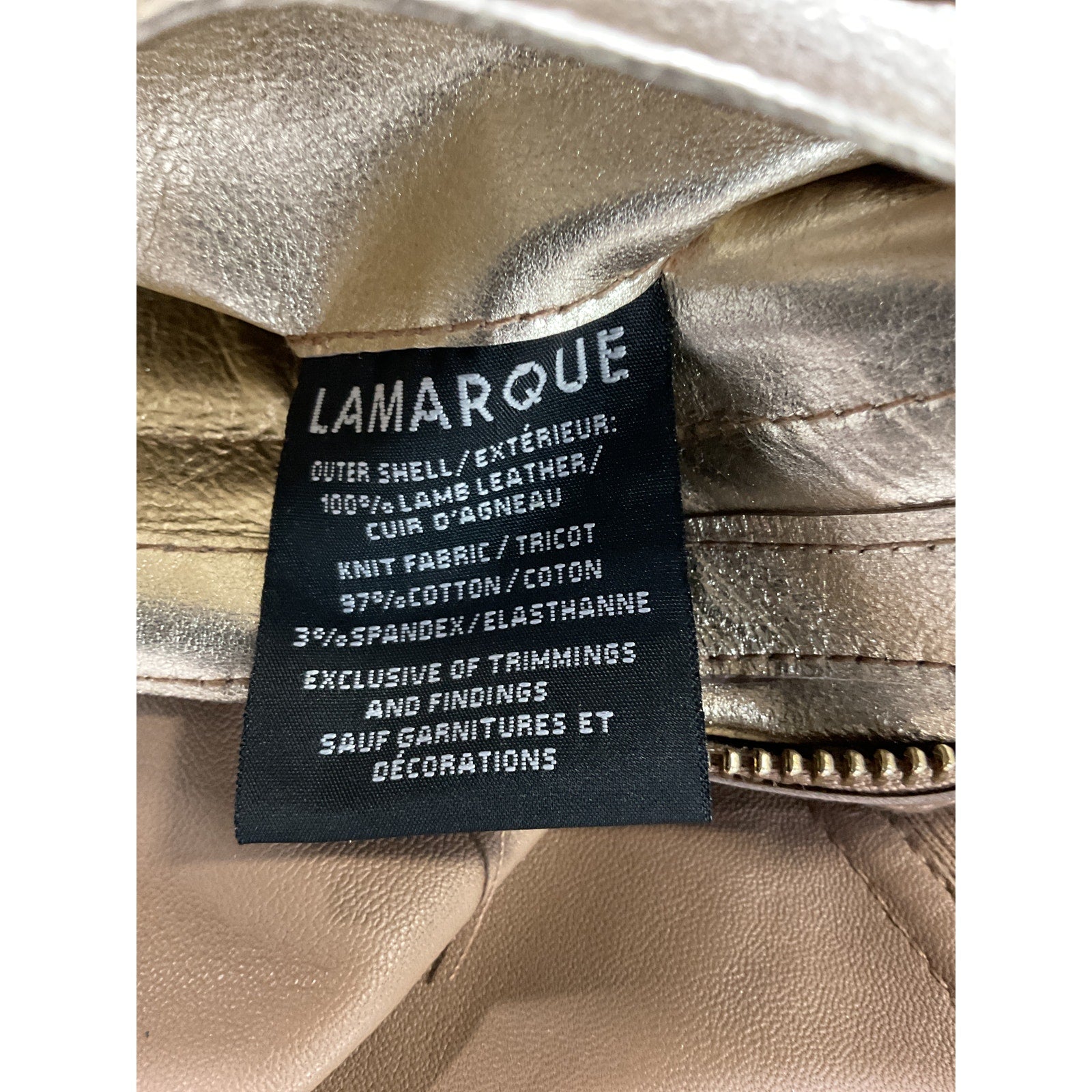 Lamarque 'Chapin' Gold Leather Jacket Size S