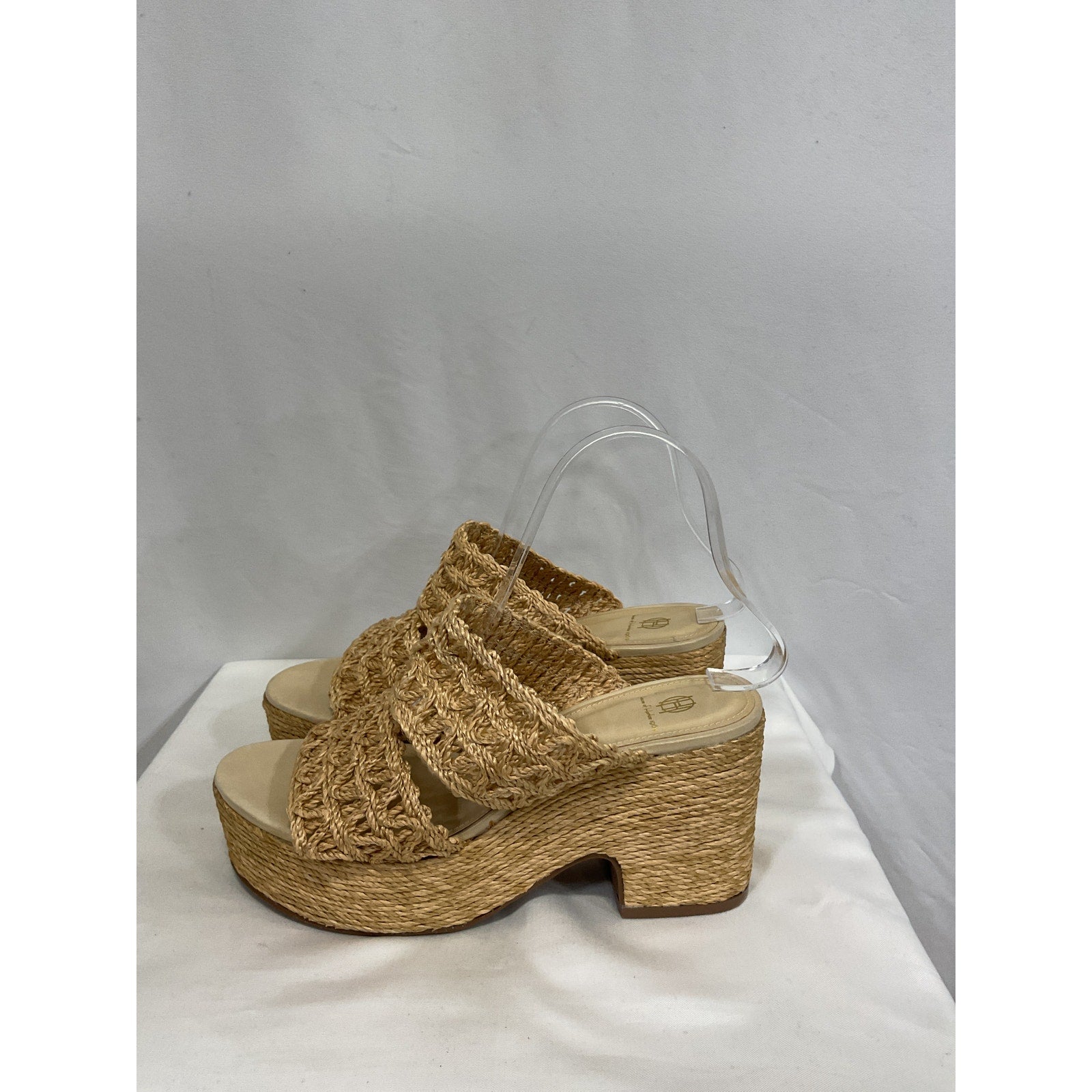 House Of Harlow 1960 x Revolve 'Birdie' Beige Raffia Heel Size 7