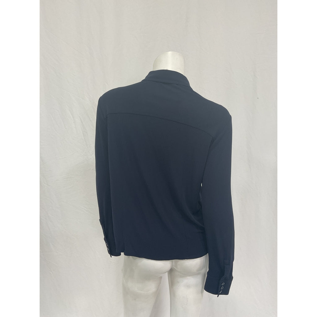 Frame Button Up Navy Viscose Dress Shirt Size M