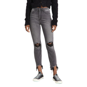 L'Agence Distressed Gray High Line Skinny Denim Jeans Size 25