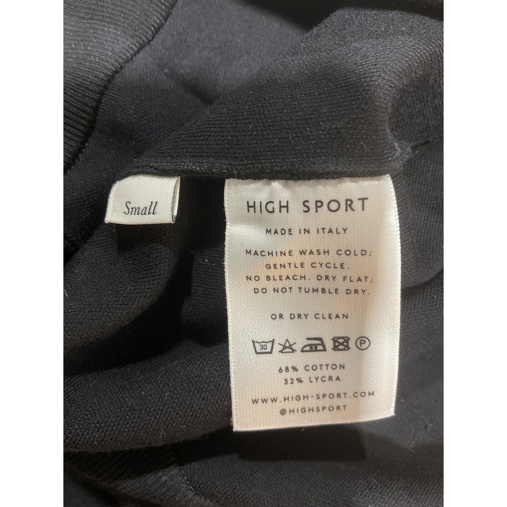 High Sport Long Kick Flared Black Cotton Stretch-Cotton Knit Pant Size M
