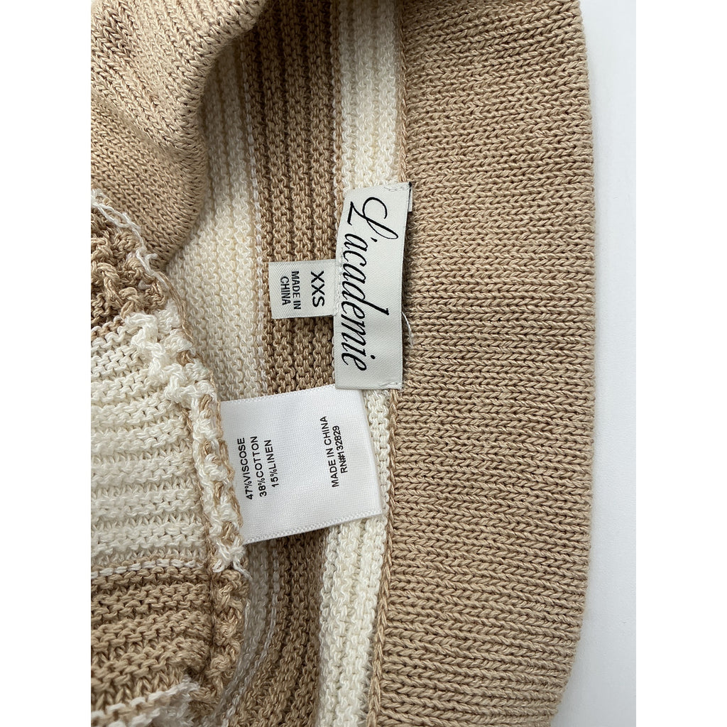 L'Academie 'By Marianna' Beige Viscose Drea Striped Knit Mini Skirt Size XXS