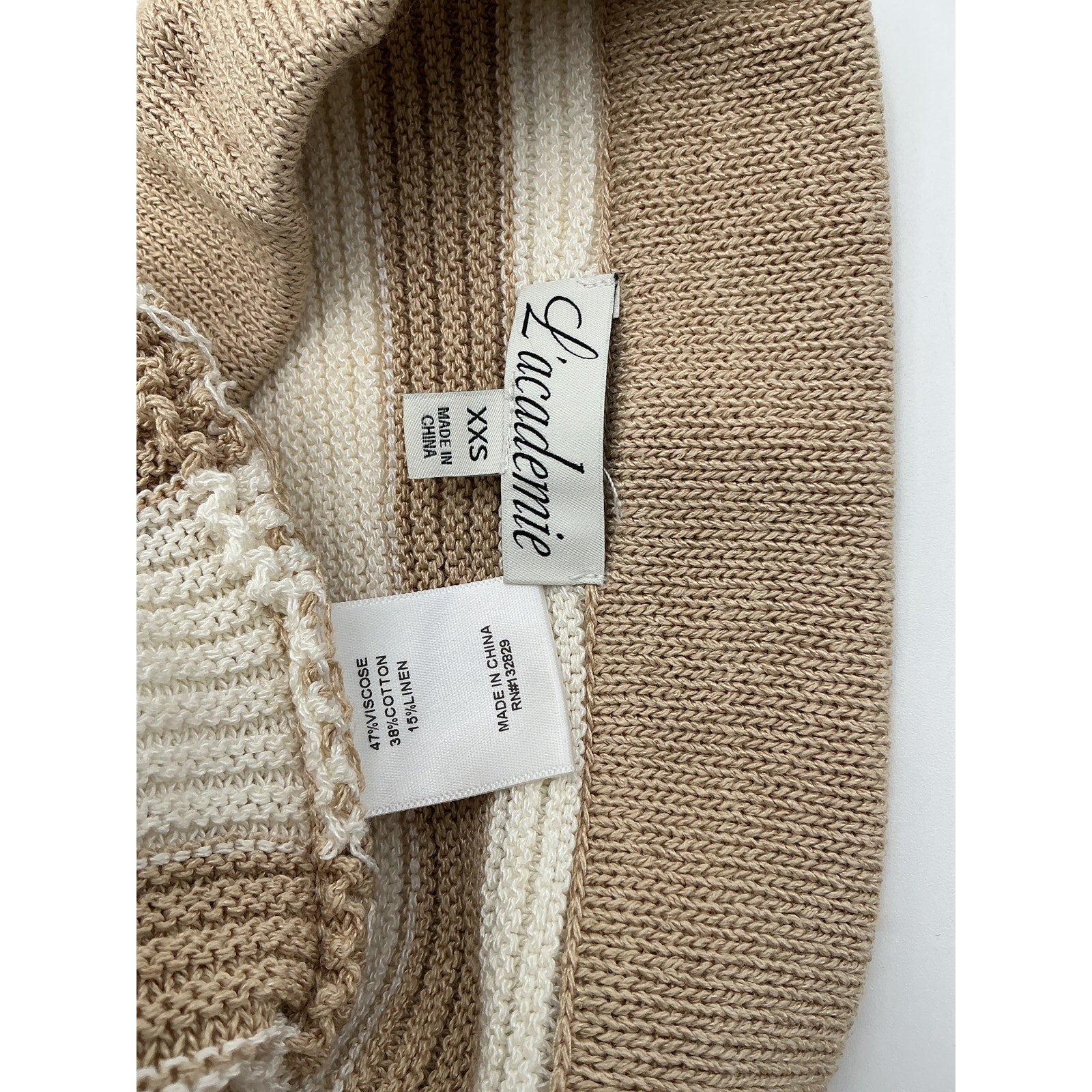 L'Academie 'By Marianna' Beige Viscose Drea Striped Knit Mini Skirt Size XXS