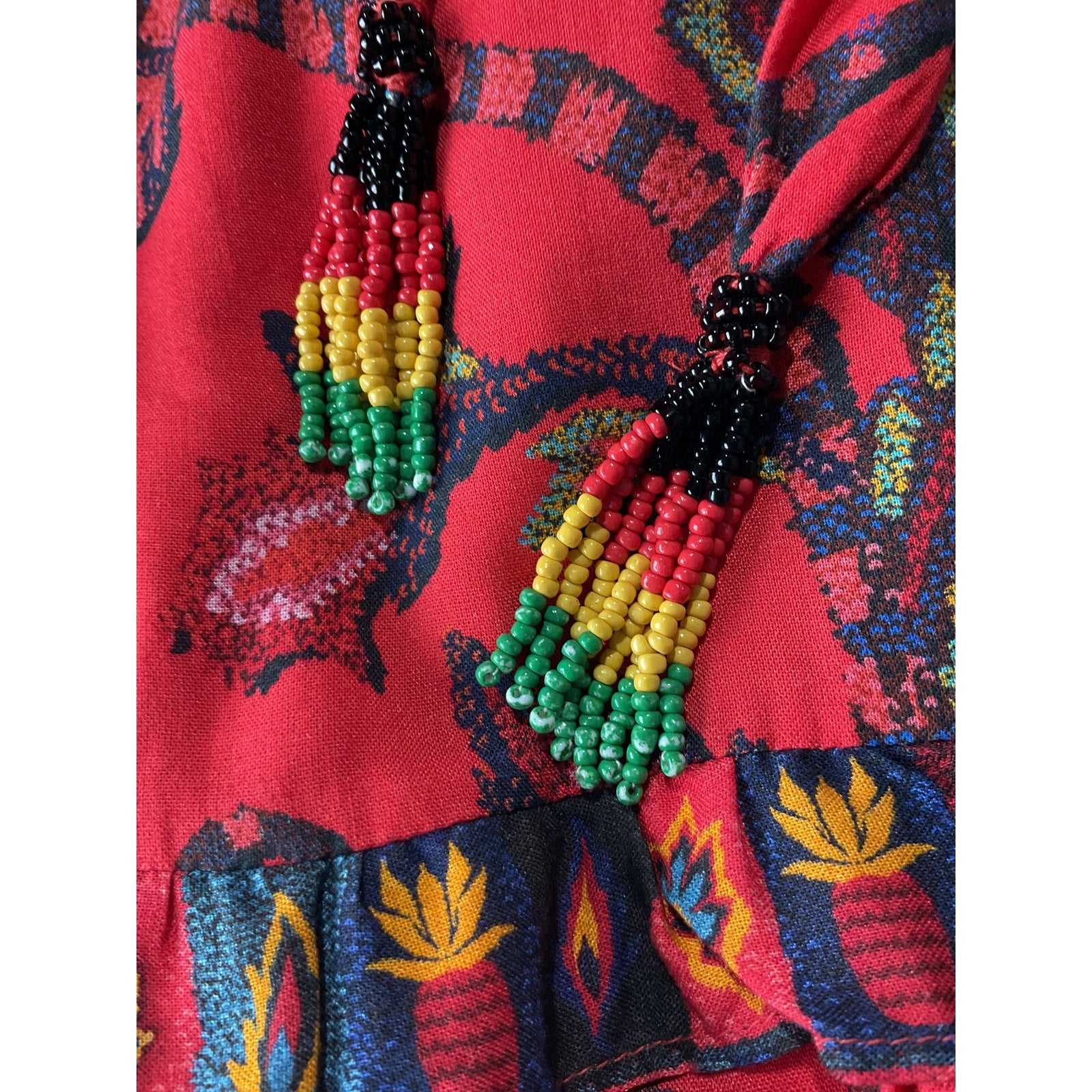 Farm Rio 'Tiered' Red Viscose Wrap Maxi Skirt Size XS