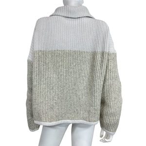 Varley Colorblock Tan Willard Half Zip Sweater Size S