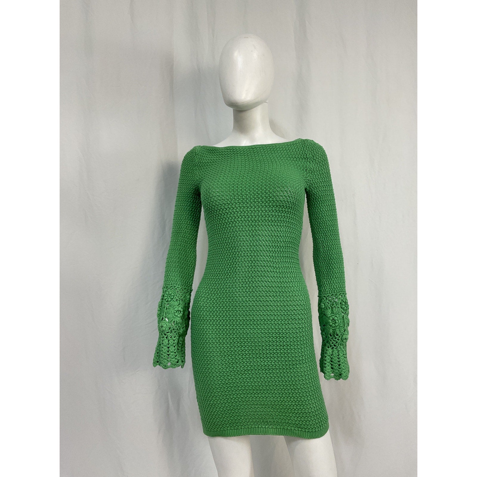 Tularosa 'Maisa' Green Cotton Crochet Mini Dress Size XS