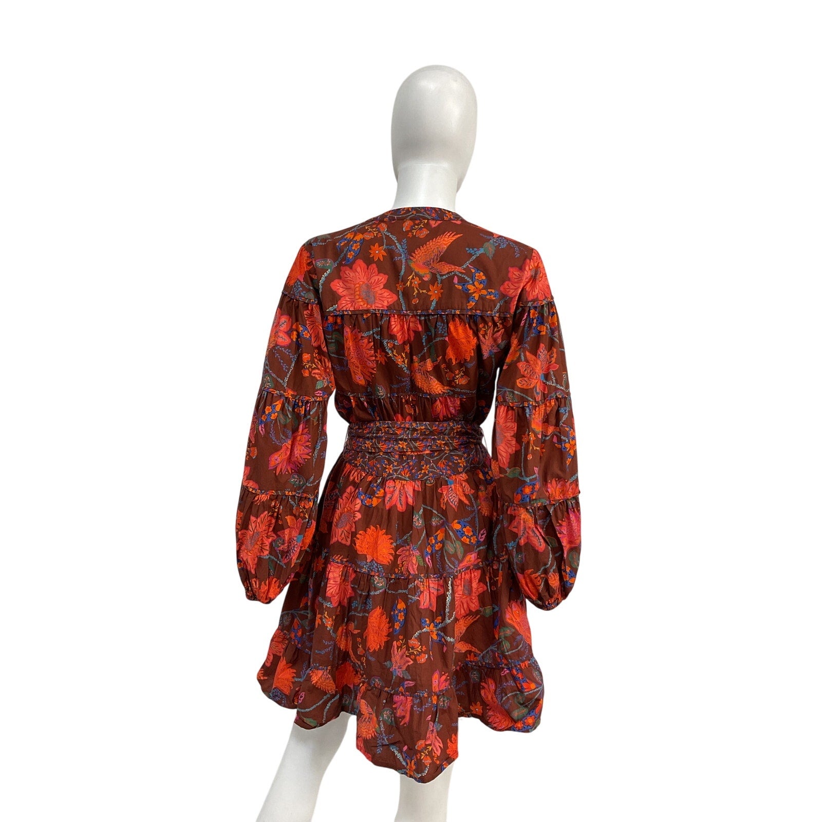Farm Rio Brown Cotton Button-Front Dress Size S