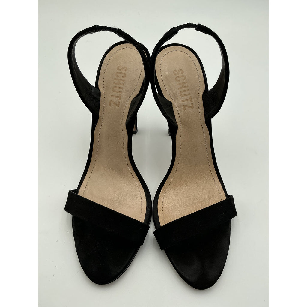 Schutz 'Luriane' Black Suede Leather Heel Size 7