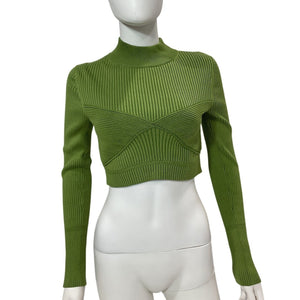 Nbd Ribbed Green Midori Turtleneck Knit Top Size S NWT