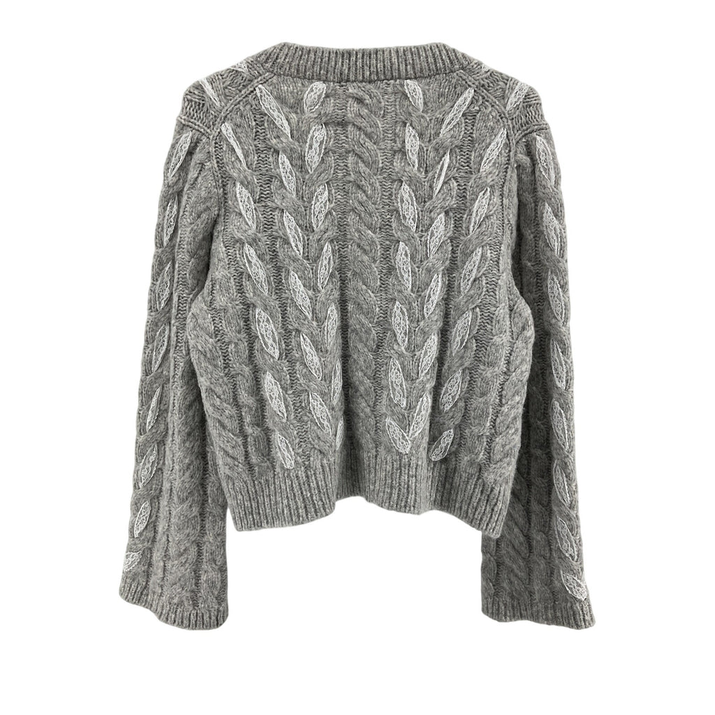 Loveshackfancy 'Louella' Silver Alpaca Cable Knit Cardigan Size XL