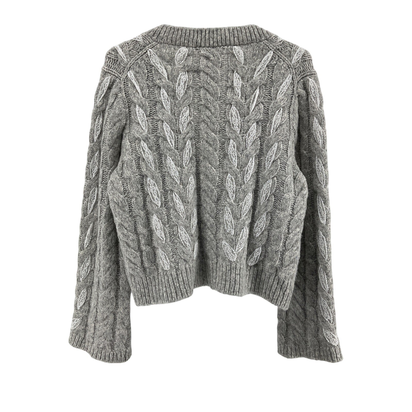 Loveshackfancy 'Louella' Silver Alpaca Cable Knit Cardigan Size XL