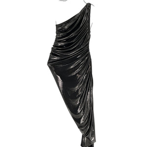 Norma Kamali Ruched Black Diana Gown Size S