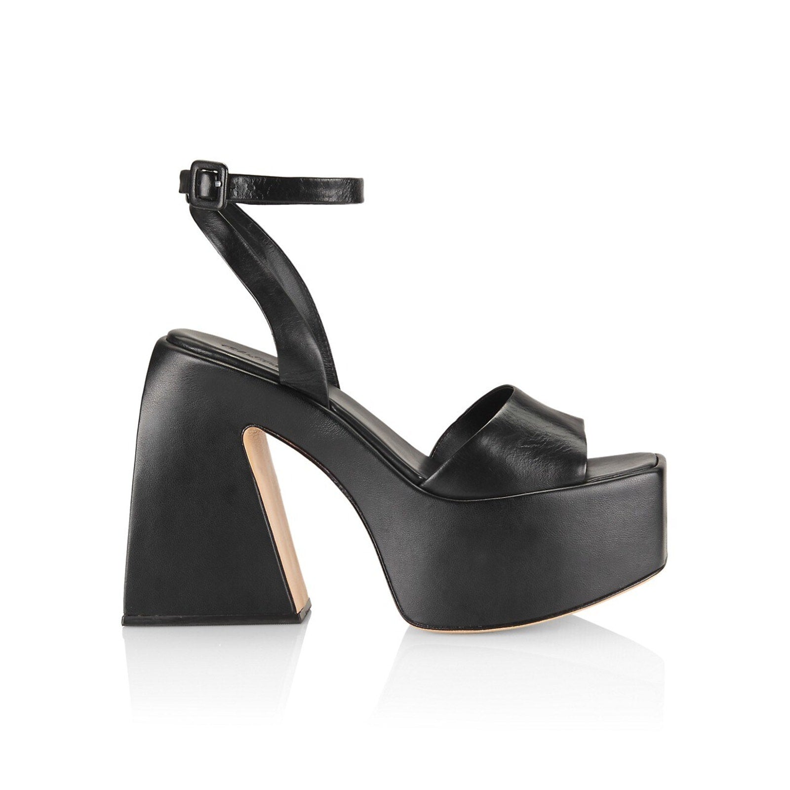 Saks Fifth Avenue 'Skyhigh' Black Platform Leather Sandals Size 7