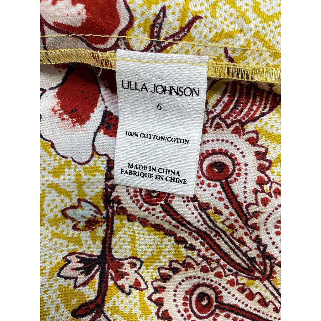 Ulla Johnson 'Golda' Yellow Side Cut Out Poplin Dress Size 6