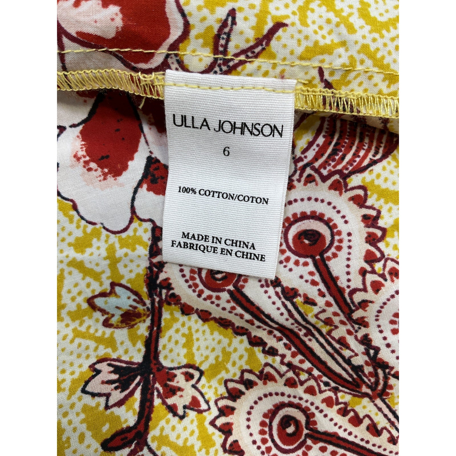 Ulla Johnson 'Golda' Yellow Side Cut Out Poplin Dress Size 6