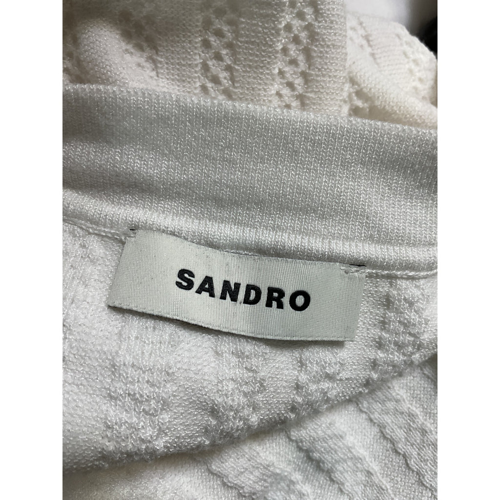 Sandro 'Nolan' White Cropped Rib Knit Sweater Size XS