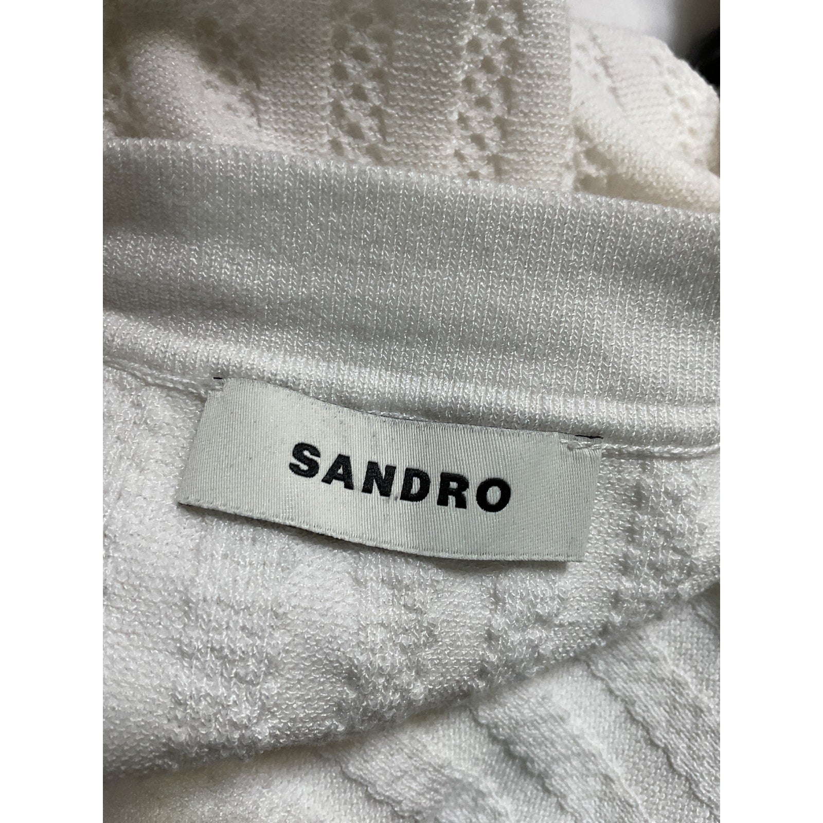 Sandro 'Nolan' White Cropped Rib Knit Sweater Size XS