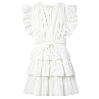 Ulla Johnson Ruffled White Camilla Mini Dress Size US 8