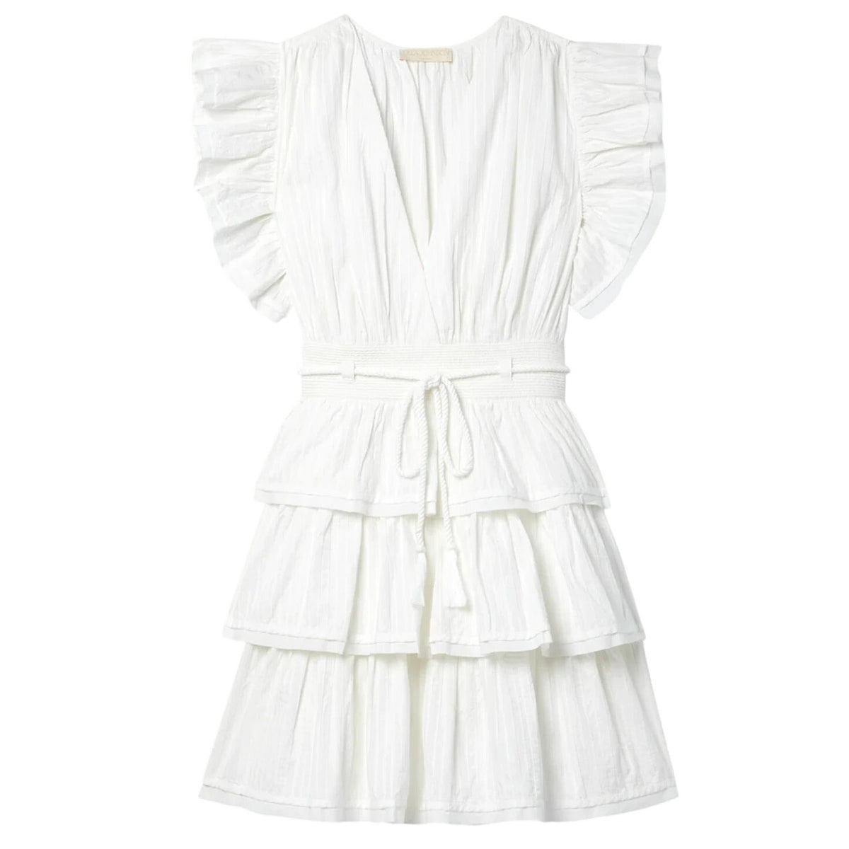 Ulla Johnson Ruffled White Camilla Mini Dress Size US 8
