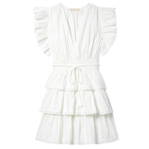 Ulla Johnson Ruffled White Camilla Mini Dress Size US 8