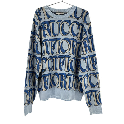 Fiorucci Graphic Blue Monogram Intarsia Sweater Size L