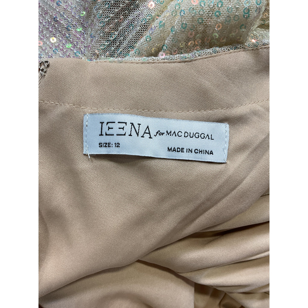 Mac Duggal 'Sequin' White Long Sleeve Sequin Gown Size 12