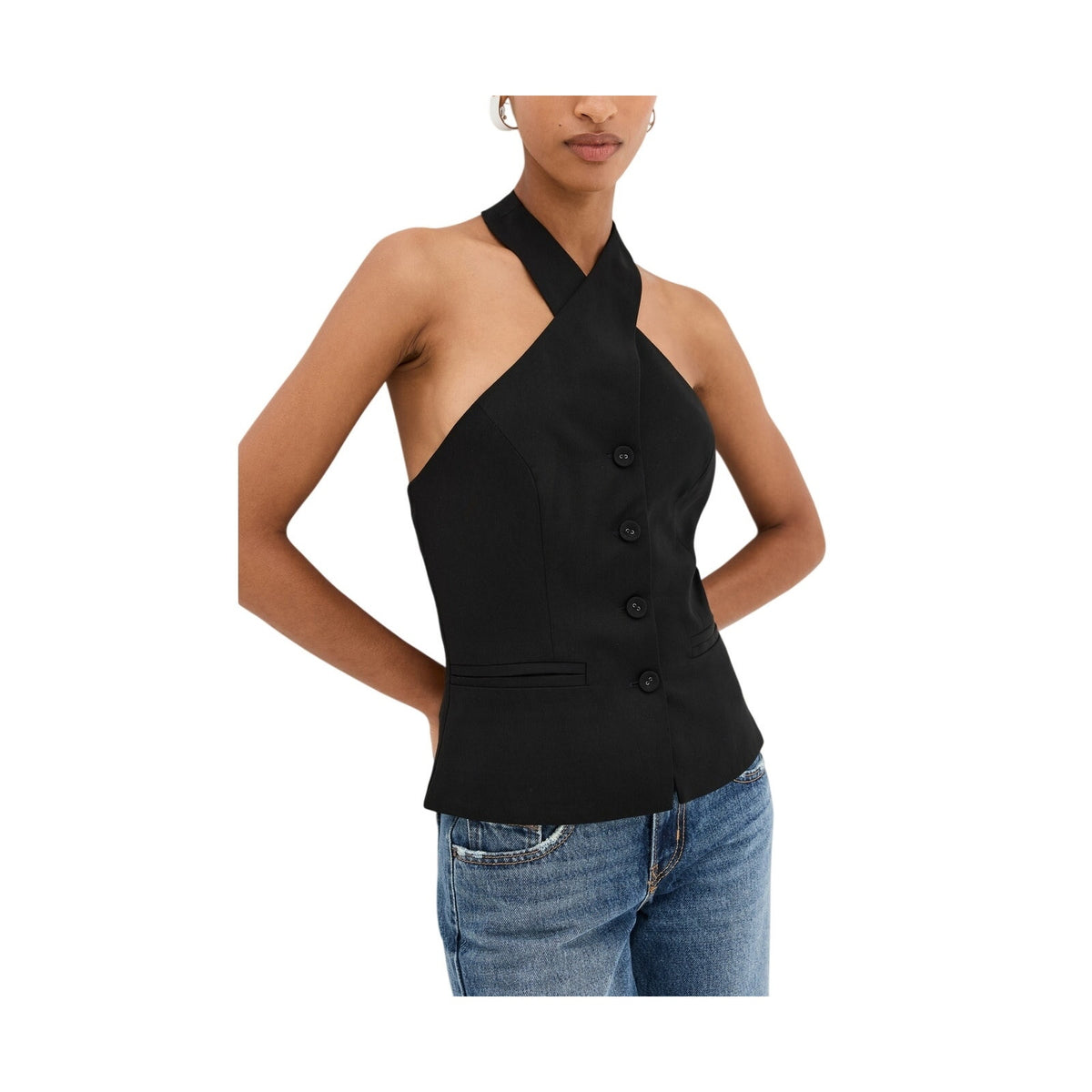 Reformation Sleek Black Tate Halter Top Size 2