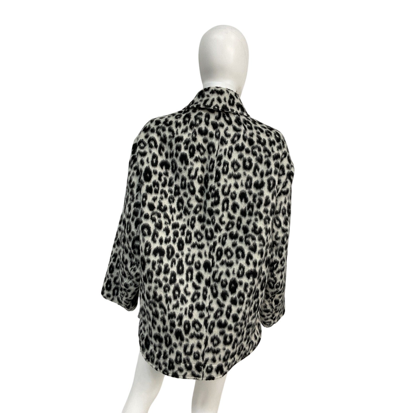 Isabel Marant 'Odelino' Black Wool Leopard-Print Jacket Size 34