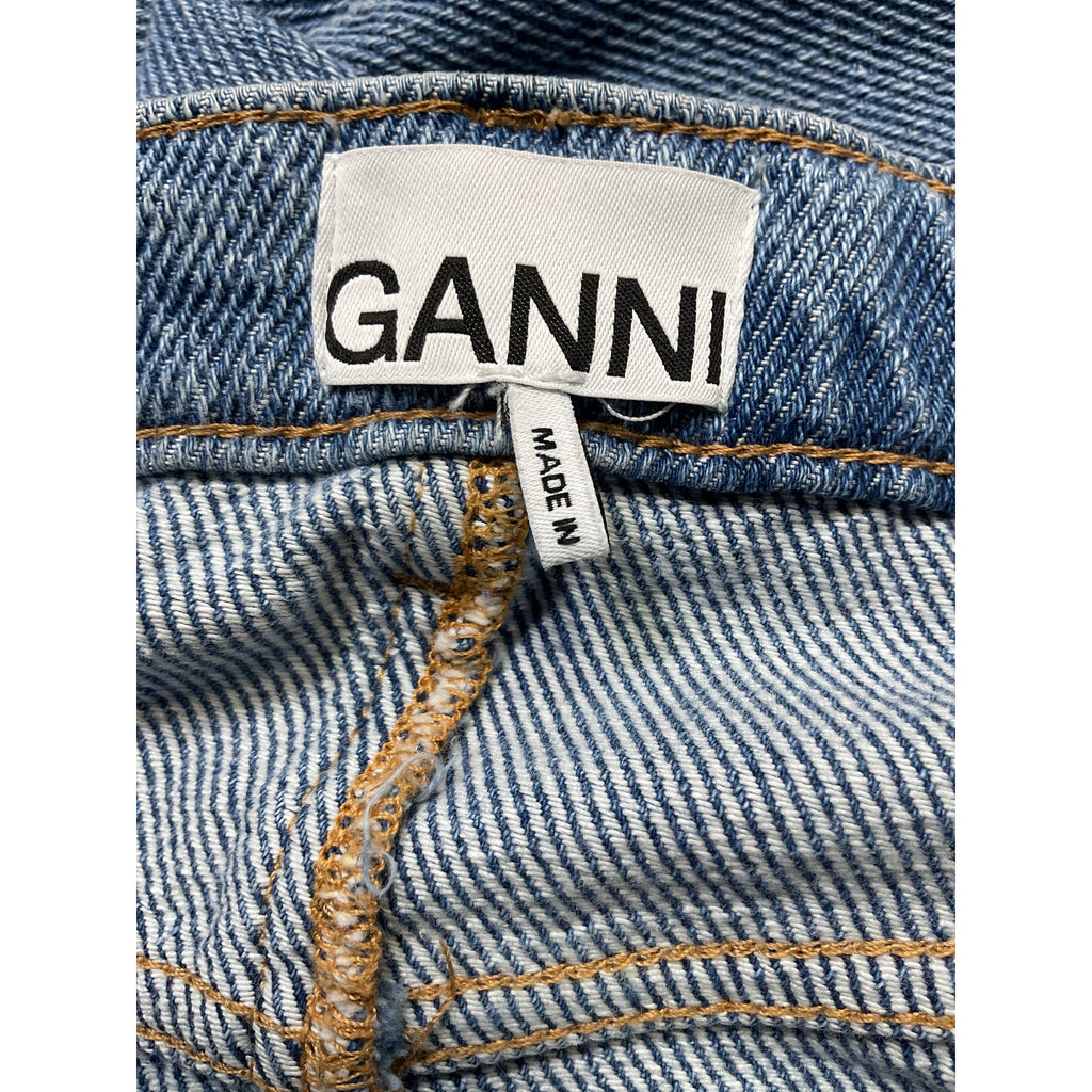 Ganni 'Organic' Blue Denim Midi Skirt Size 12