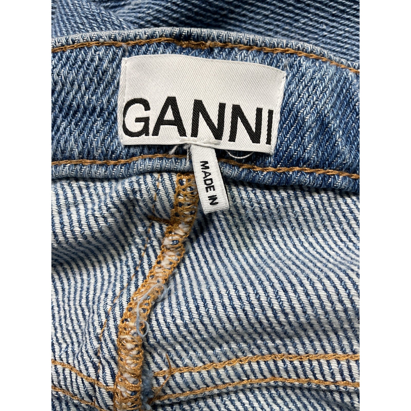 Ganni 'Organic' Blue Denim Midi Skirt Size 12