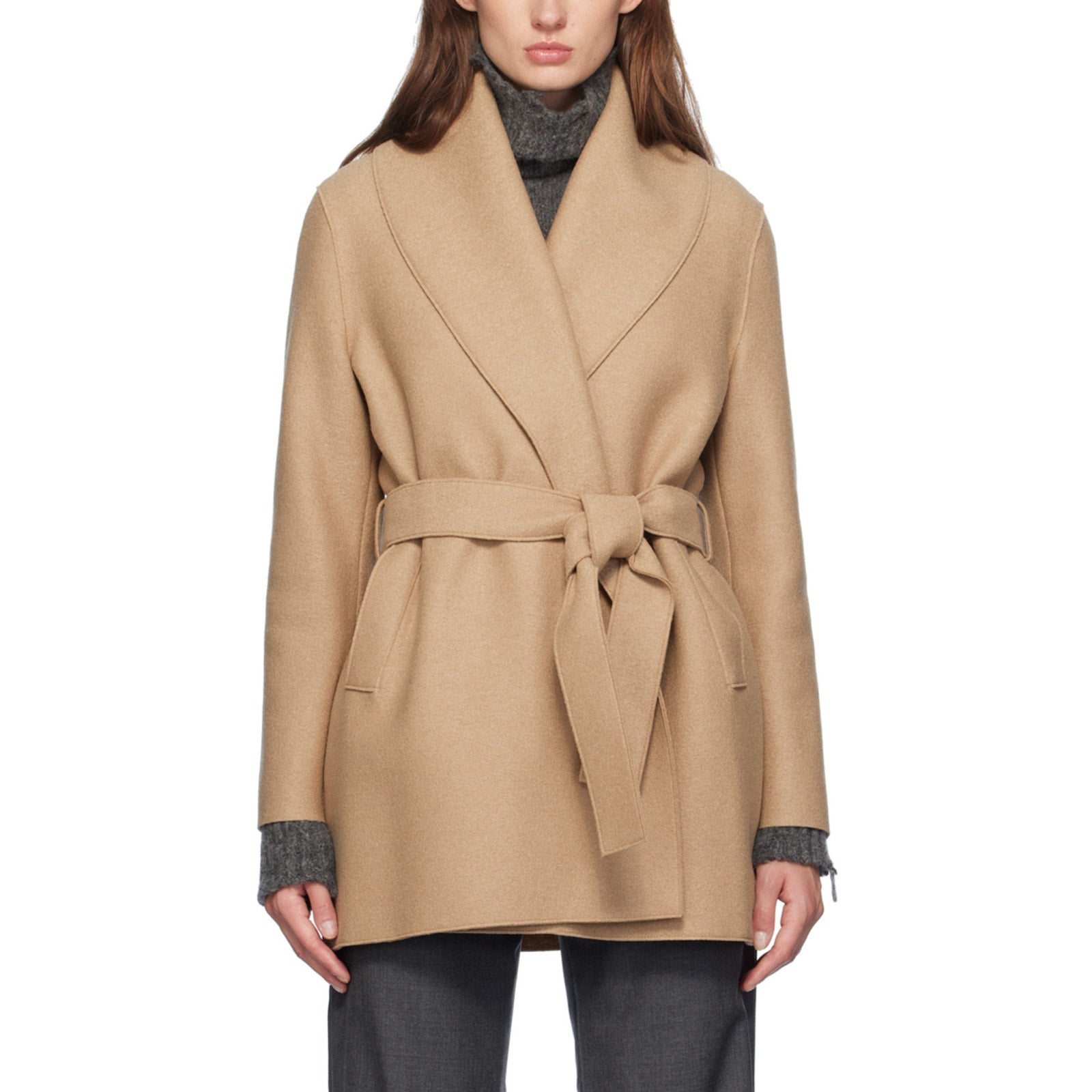 Harris Wharf 'London' Tan Shawl Belted Jacket Size IT 38
