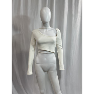 Atoir 'Promise Me' White Ponte Crop Top Size S