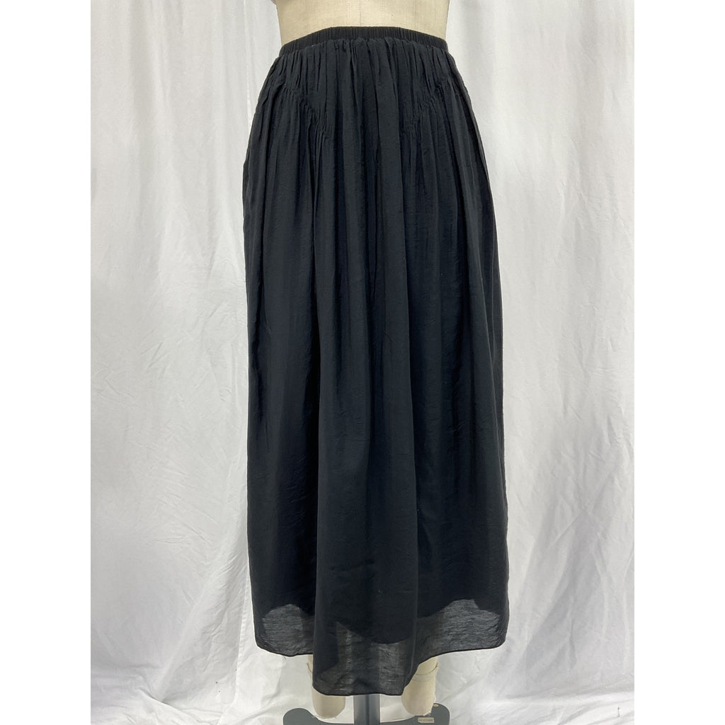 Anna October Black Viscose Ruffle Embellishment Midi Length Skirt Size XS