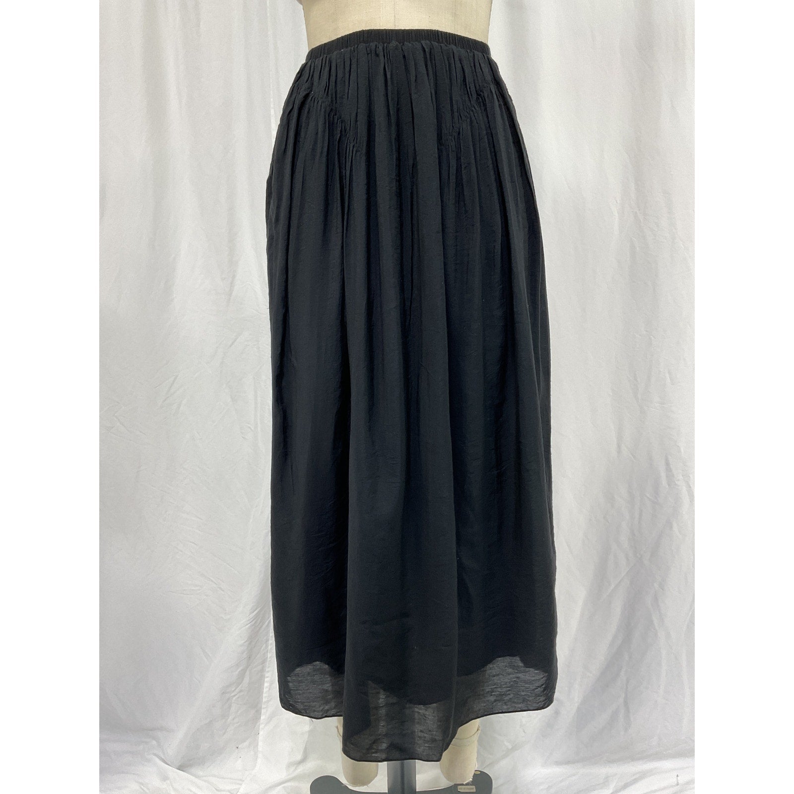 Anna October Black Viscose Ruffle Embellishment Midi Length Skirt Size XS