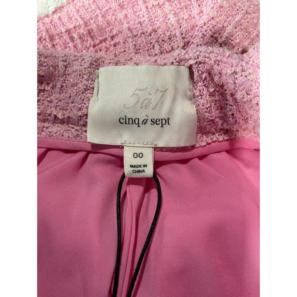 Cinq A Sept 'Auden' Pink Polyester Tweed Contrast Trim Shorts Size 0
