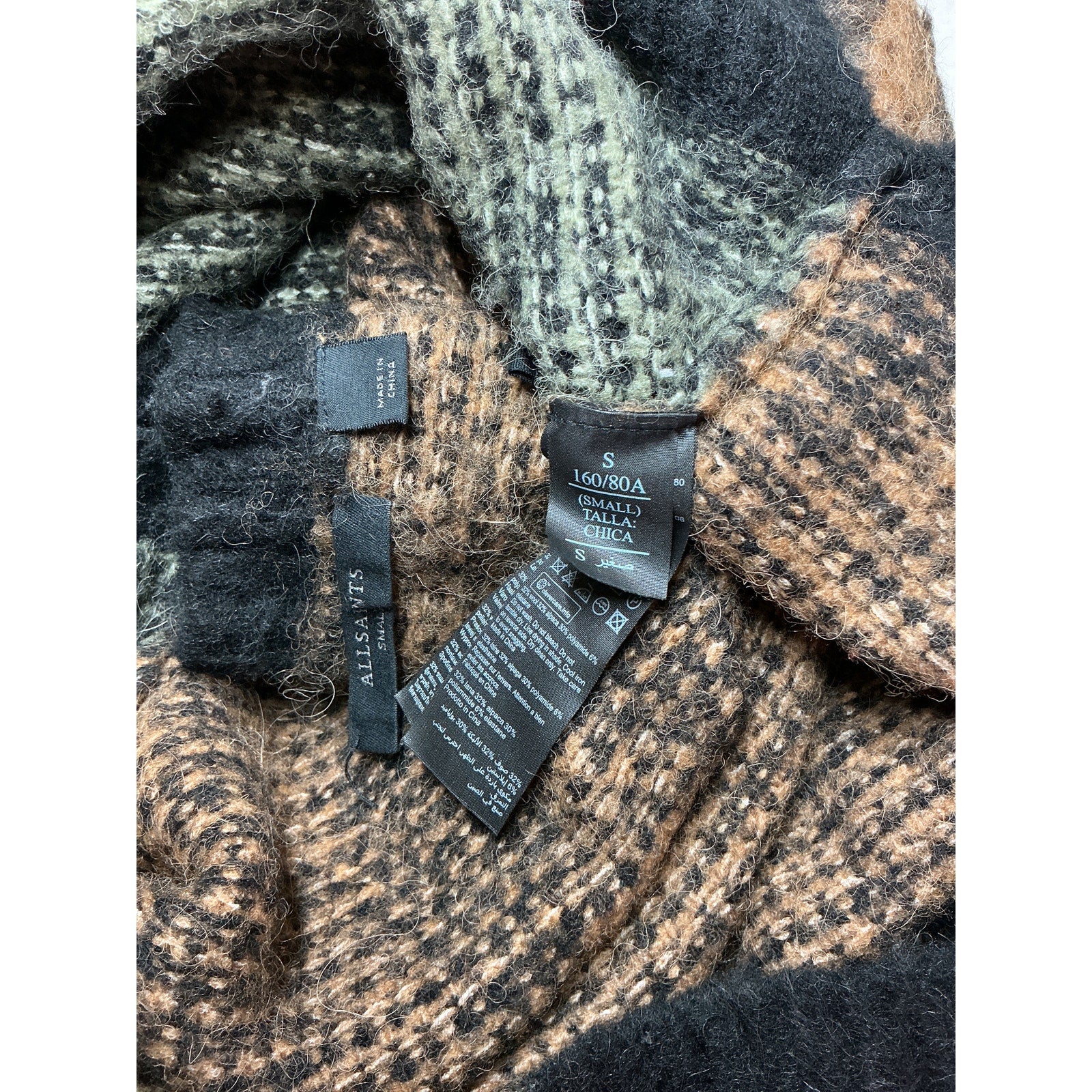 Allsaints 'Diamond' Pink Wool Crew Neck Sweater Size S